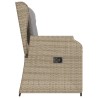 Banc inclinable de jardin avec coussins beige résine tressée 