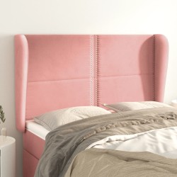 Tête de lit avec oreilles Rose 147x23x118/128 cm Velours 