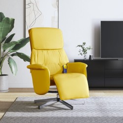 Fauteuil inclinable de massage repose-pieds jaune clair tissu 