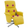 Fauteuil inclinable de massage repose-pieds jaune clair tissu 
