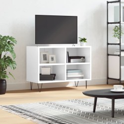 Meuble TV blanc brillant 69,5 x 30 x 50 cm bois d'ingénierie 