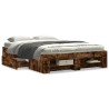 Cadre de lit sans matelas chêne fumé 135x190 cm bois ingénierie 