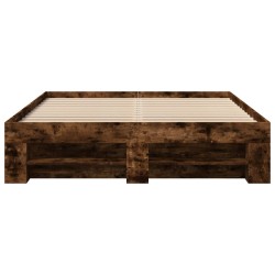 Cadre de lit sans matelas chêne fumé 135x190 cm bois ingénierie 