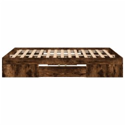 Cadre de lit sans matelas chêne fumé 135x190 cm bois ingénierie 