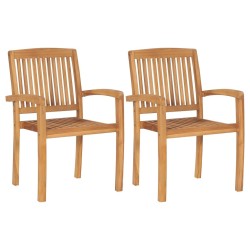 Chaises de jardin lot de 2 et coussins vert Bois de teck massif 
