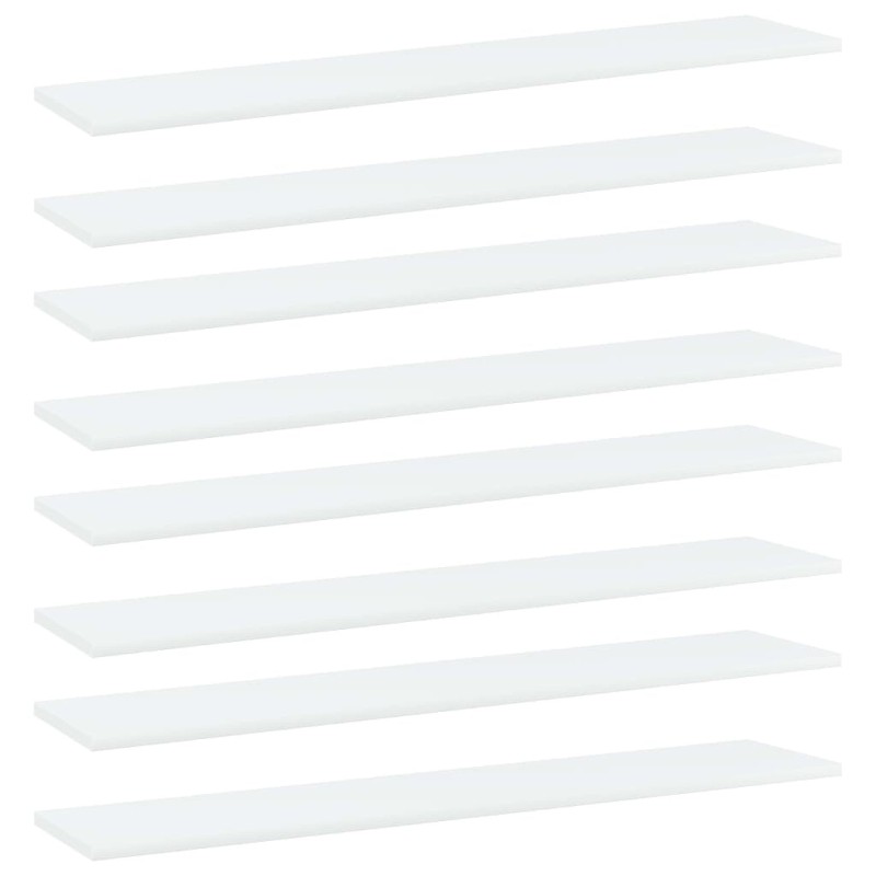 Panneaux de bibliothèque 8 pcs Blanc 100x20x1,5 cm Aggloméré Panneaux de bibliothèque 8 pcs Blanc 100x20x1,5 cm Aggloméré