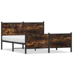 Cadre de lit en métal sans matelas chêne fumé 137x190 cm 