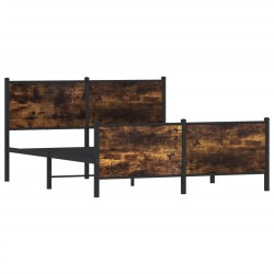 Cadre de lit en métal sans matelas chêne fumé 137x190 cm 