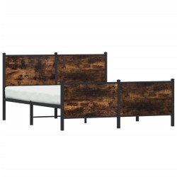 Cadre de lit en métal sans matelas chêne fumé 137x190 cm 
