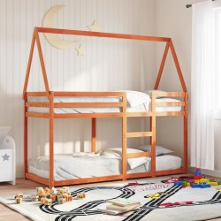 Lit superposé sans matelas cire marron 75x190 cm pin massif 