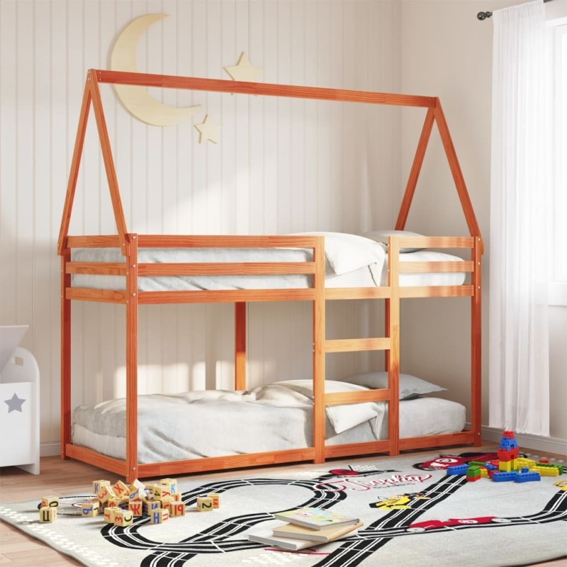 Lit superposé sans matelas cire marron 75x190 cm pin massif 