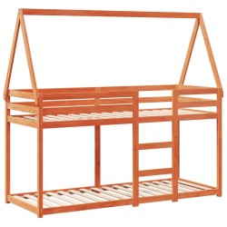 Lit superposé sans matelas cire marron 75x190 cm pin massif 