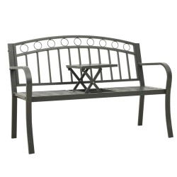 Banc de jardin avec table Gris 120 cm Acier 