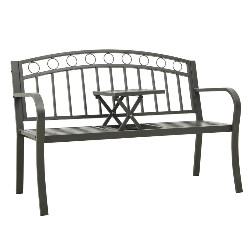 Banc de jardin avec table Gris 120 cm Acier Banc de jardin avec table Gris 120 cm Acier