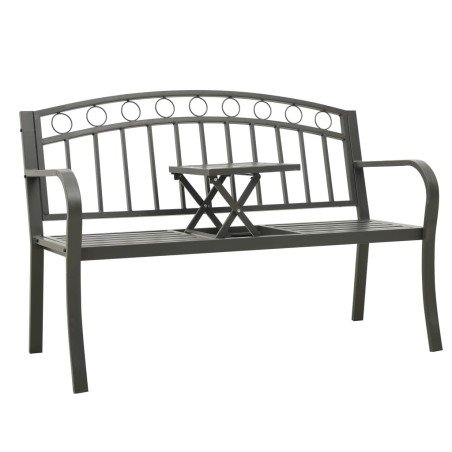 Banc de jardin avec table Gris 120 cm Acier 