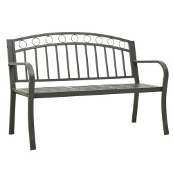Banc de jardin avec table Gris 120 cm Acier 