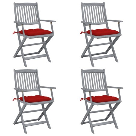 Chaises pliables d'extérieur lot de 4 et coussins Bois d'acacia 