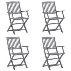 Chaises pliables d'extérieur lot de 4 et coussins Bois d'acacia 