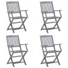 Chaises pliables d'extérieur lot de 4 et coussins Bois d'acacia 