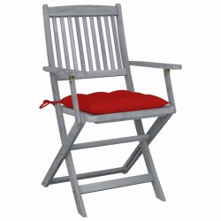 Chaises pliables d'extérieur lot de 4 et coussins Bois d'acacia 