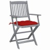 Chaises pliables d'extérieur lot de 4 et coussins Bois d'acacia 