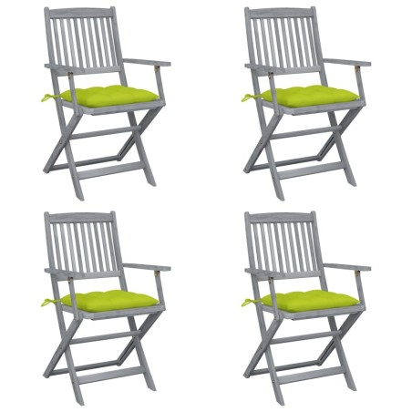 Chaises pliables d'extérieur lot de 4 et coussins Bois d'acacia 