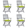 Chaises pliables d'extérieur lot de 4 et coussins Bois d'acacia 