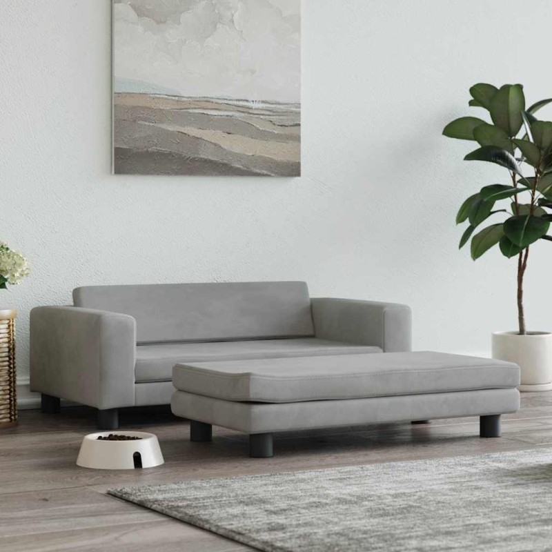 Lit pour chien avec extension gris clair 100x50x30 cm velours 