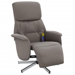 Fauteuil inclinable de massage avec repose-pieds taupe tissu 