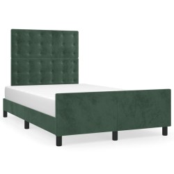 Cadre de lit sans matelas vert foncé 120x190 cm velours 