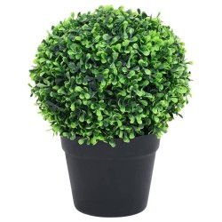 Plantes de buis artificiel 2 pcs avec pots Boule Vert 37 cm 