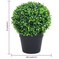 Plantes de buis artificiel 2 pcs avec pots Boule Vert 37 cm 