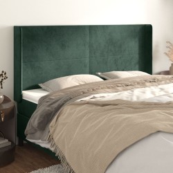 Tête de lit avec oreilles Vert foncé 183x16x118/128 cm Velours 