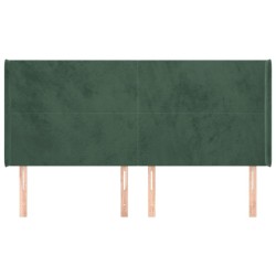 Tête de lit avec oreilles Vert foncé 183x16x118/128 cm Velours 