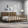 Cadre de lit sans matelas marron miel 200x200cm bois pin massif 