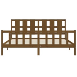 Cadre de lit sans matelas marron miel 200x200cm bois pin massif 