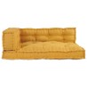 Coussin de canapé sur paletteavec accoudoirs et dossier en tissu jaune 