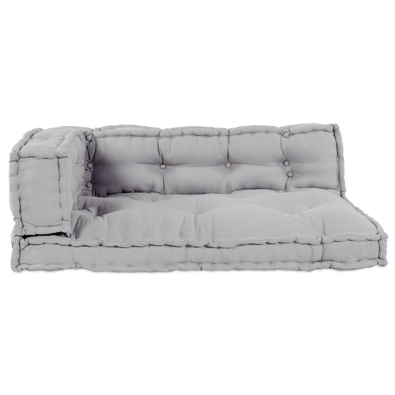 Coussin de canapé Palletavec appui-bras et dossier en tissu gris 