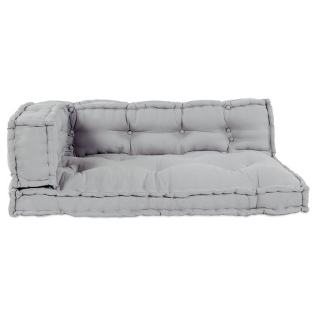 Coussin de canapé Palletavec appui-bras et dossier en tissu gris 