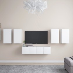 Ensemble de meubles TV 6 pcs Blanc Bois d'ingénierie 