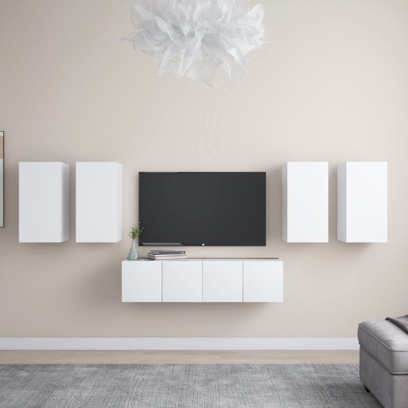 Ensemble de meubles TV 6 pcs Blanc Bois d'ingénierie Ensemble de meubles TV 6 pcs Blanc Bois d'ingénierie
