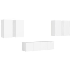 Ensemble de meubles TV 6 pcs Blanc Bois d'ingénierie 