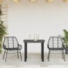 Ensemble à manger de jardin 3 pcs noir résine tressée verre 