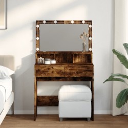 Coiffeuse avec LED chêne fumé 80x41x134,5 cm 