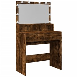 Coiffeuse avec LED chêne fumé 80x41x134,5 cm 
