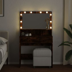 Coiffeuse avec LED chêne fumé 80x41x134,5 cm 