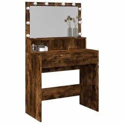 Coiffeuse avec LED chêne fumé 80x41x134,5 cm 