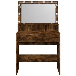Coiffeuse avec LED chêne fumé 80x41x134,5 cm 