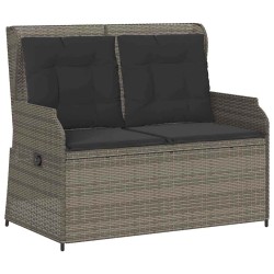 Banc inclinable de jardin avec coussins gris résine tressée 