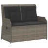 Banc inclinable de jardin avec coussins gris résine tressée 